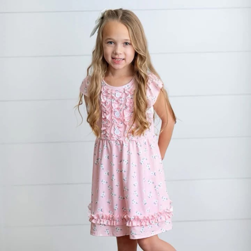 Adorable Sweetness Girls Pink Floral Dress